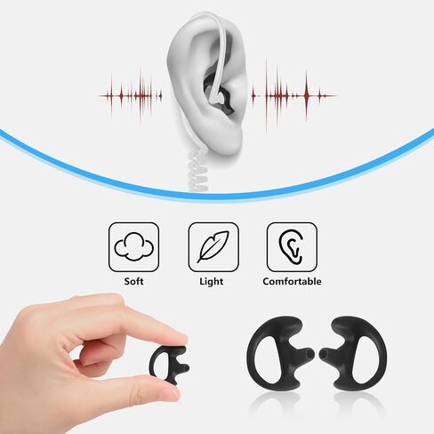 9-Pair Silicone Ear Molds for Two-Way Radio Acoustic Coil Tube Earpiece Left & Right Ear Replacement Compatible with Motorola Kenwood Baofeng Retevis (Clear, Black, Pink L/M/S 18pcs) in Saudi Arabia
