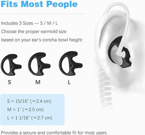 9-Pair Silicone Ear Molds for Two-Way Radio Acoustic Coil Tube Earpiece Left & Right Ear Replacement Compatible with Motorola Kenwood Baofeng Retevis (Clear, Black, Pink L/M/S 18pcs) in Saudi Arabia