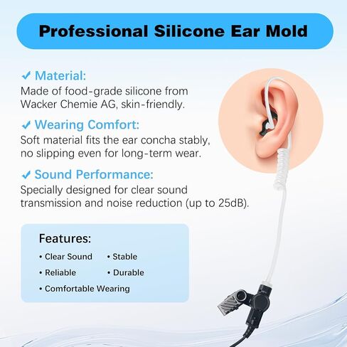 9-Pair Silicone Ear Molds for Two-Way Radio Acoustic Coil Tube Earpiece Left & Right Ear Replacement Compatible with Motorola Kenwood Baofeng Retevis (Clear, Black, Pink L/M/S 18pcs) in Saudi Arabia