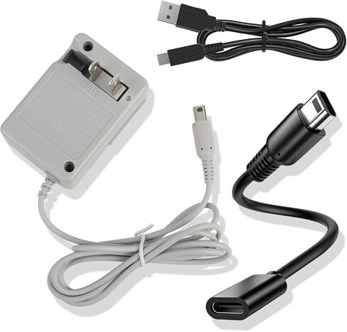 3DS Charger Set, USB-A & USB-C to 3DS/2DS/DSi Series Charging Cable Compatible with Nintendo 3DS/ DSi/DSi XL/ 2DS/ 2DS XL/New 3DS 100-240V Wall Plug Adapter in Saudi Arabia