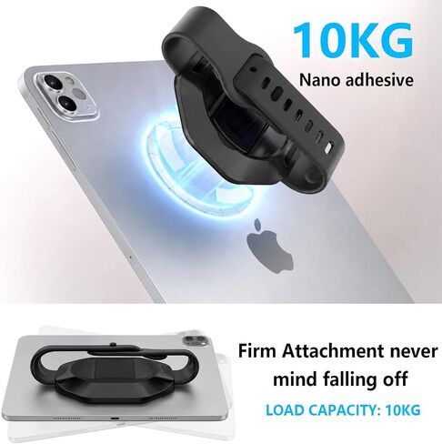 ShellBox Case Tablet Hand Strap for iPad Pro Air Mini, 360° Rotatable Foldable Versatile Tablet Holder Kickstand Stand Multi Angle Adjustable Sticky Adhesive Universal Strap Hand Holder Grip, Black in Kuwait