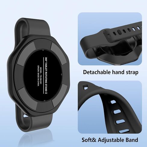 ShellBox Case Tablet Hand Strap for iPad Pro Air Mini, 360° Rotatable Foldable Versatile Tablet Holder Kickstand Stand Multi Angle Adjustable Sticky Adhesive Universal Strap Hand Holder Grip, Black in Kuwait