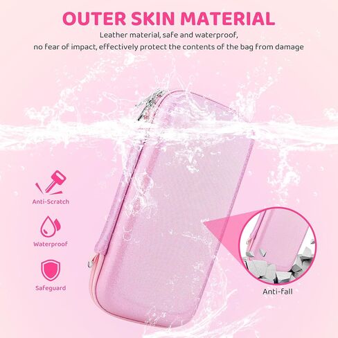 GLDRAM Pink Travel Case for Nintendo Switch OLED & Accessories, Portable Carrying Case with Clear Glitter Dockable Switch OLED Protective Skin Cover, Screen Protector, Shoulder Strap & 2 Thumb Caps in Saudi Arabia