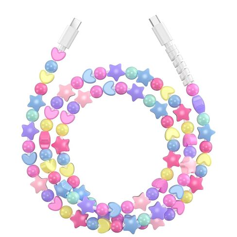 VOFUOE USB C Cable for iPhone 17 Stars Beaded Charging Cord Fast Charging Cable for Girls Women 3.3FT Type C Cable for iPhone 16/15, for iPad A16 11th Generation, for Galaxy S25-Colorful Beads in Saudi Arabia