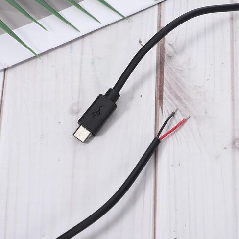 6 PCS Micro USB Pigtail 2 Wire Power Cable, Micro USB Pigtail Cable — 12inch/30cm, 5V 3A, 22AWG, 2 Wires Power Pigtails Cables Cord DIY Black, 1 Feet in Saudi Arabia