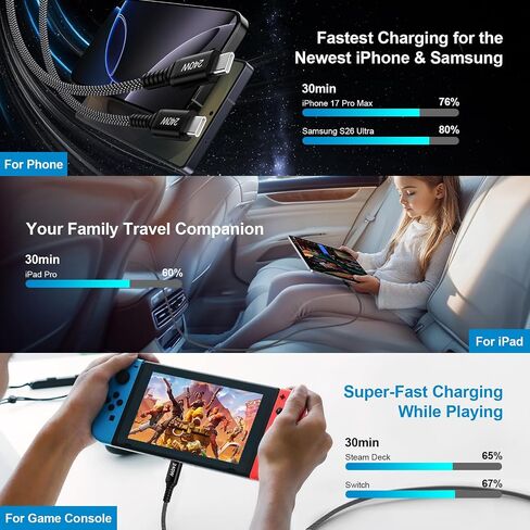 USB C to USB C Cable, [3-Pack, 10FT] 240W Fast Charging Type C Charger Cord in Kuwait