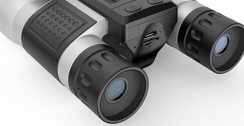 ZZSTAR 12x32 Binoculars with Built-in Camera, High Powered Binoculars for Adults, 2" LTPS Display 5MP 1080P Video Photo Recorder for Bird Watching Travel Concert, with 32GB Micro SD Card, Silver in Saudi Arabia
