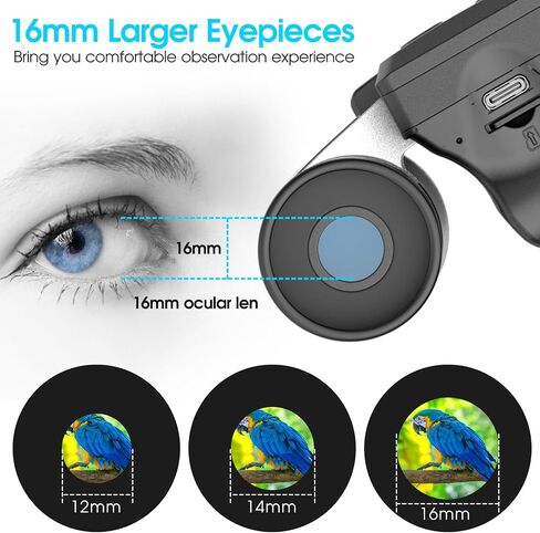 ZZSTAR 12x32 Binoculars with Built-in Camera, High Powered Binoculars for Adults, 2" LTPS Display 5MP 1080P Video Photo Recorder for Bird Watching Travel Concert, with 32GB Micro SD Card, Silver in Saudi Arabia
