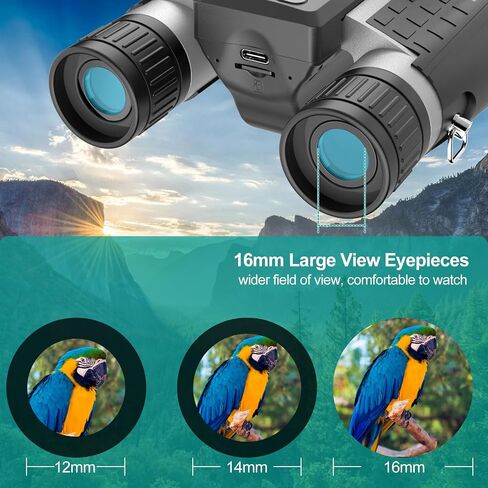 ZZSTAR 12x32 Binoculars for Adults, Large View, Portable High Powered Binoculars with Camera, FMC & BAK4 Prism Lens, 2" LCD Display 5MP 1080P Video Photo Recorder for Bird Watching Sport, Silver in Saudi Arabia