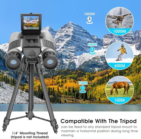 ZZSTAR 12x32 Binoculars for Adults, Binoculars with Camera, 2" LTPS Display 5MP 1080P Video Photo Recorder for Bird Watching Travel Hunting, with 32GB Micro SD Card, Silvery in Saudi Arabia
