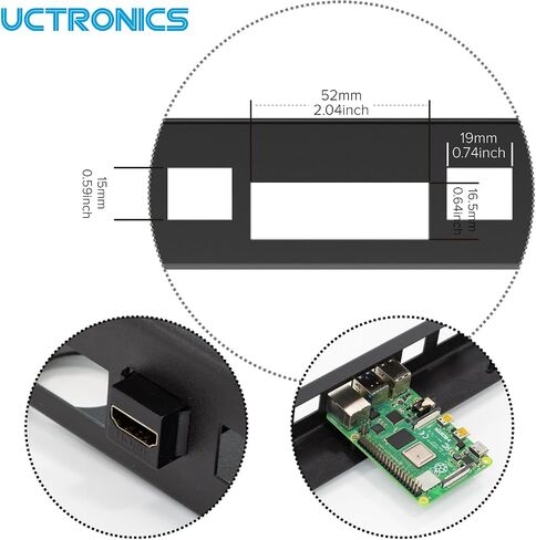 UCTRONICS 1U Raspberry Pi Rack Mount, Heavy-Duty 2mm Carbon Steel 19" Rackmount, Supports 1–4 Raspberry Pi 5/4B/3B+, with Keystone Slots for Cluster & Server Setup in Saudi Arabia