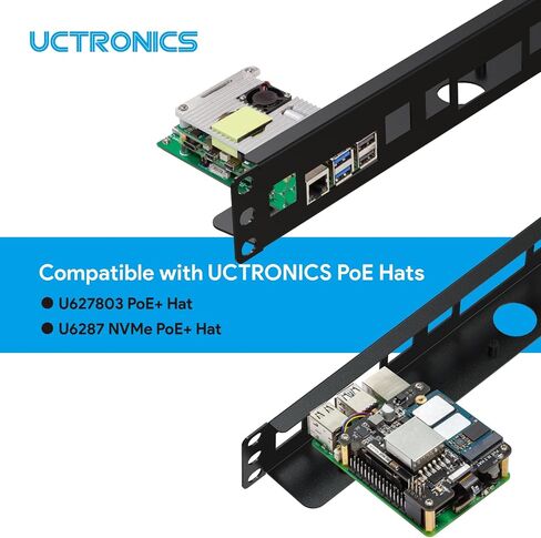 UCTRONICS 1U Raspberry Pi Rack Mount, Heavy-Duty 2mm Carbon Steel 19" Rackmount, Supports 1–4 Raspberry Pi 5/4B/3B+, with Keystone Slots for Cluster & Server Setup in Saudi Arabia