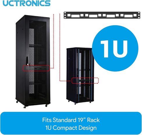 UCTRONICS 1U Raspberry Pi Rack Mount, Heavy-Duty 2mm Carbon Steel 19" Rackmount, Supports 1–4 Raspberry Pi 5/4B/3B+, with Keystone Slots for Cluster & Server Setup in Saudi Arabia