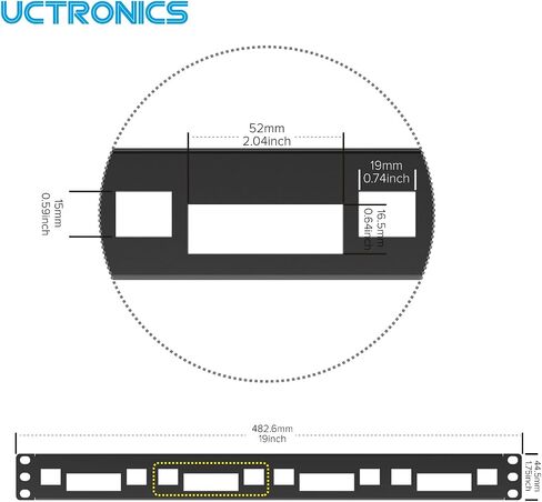 UCTRONICS 1U Raspberry Pi Rack Mount, Heavy-Duty 2mm Carbon Steel 19" Rackmount, Supports 1–4 Raspberry Pi 5/4B/3B+, with Keystone Slots for Cluster & Server Setup in Saudi Arabia