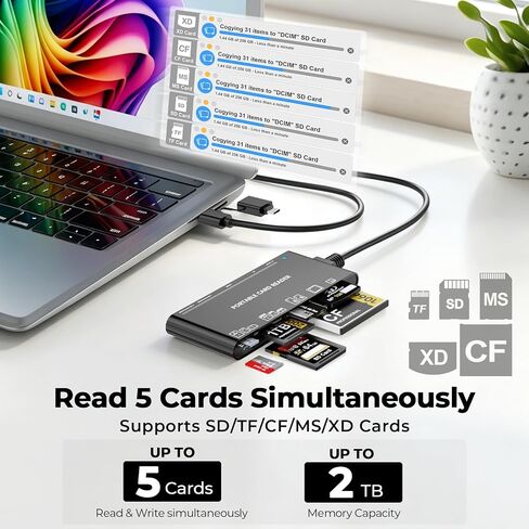 Multi Card Reader for SD,CF,Micro SD,XD,MS Cards, 7-in-1 Camera Card Reader in Saudi Arabia