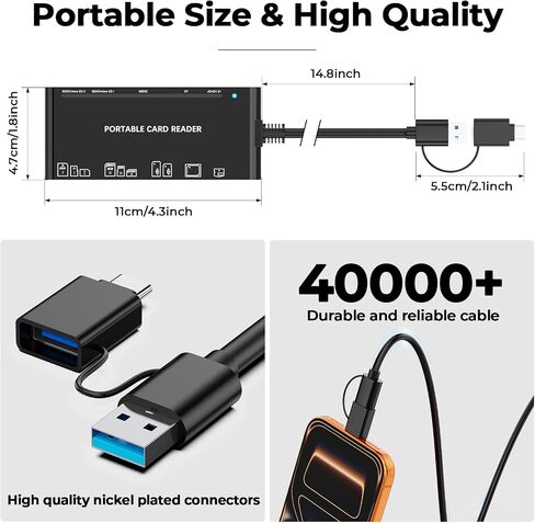 Multi Card Reader for SD,CF,Micro SD,XD,MS Cards, 7-in-1 Camera Card Reader in Saudi Arabia