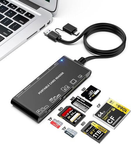Multi Card Reader for SD,CF,Micro SD,XD,MS Cards, 7-in-1 Camera Card Reader in Saudi Arabia