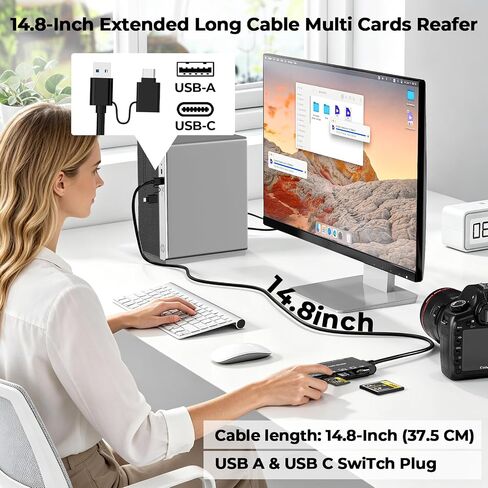 Multi Card Reader for SD,CF,Micro SD,XD,MS Cards, 7-in-1 Camera Card Reader in Saudi Arabia
