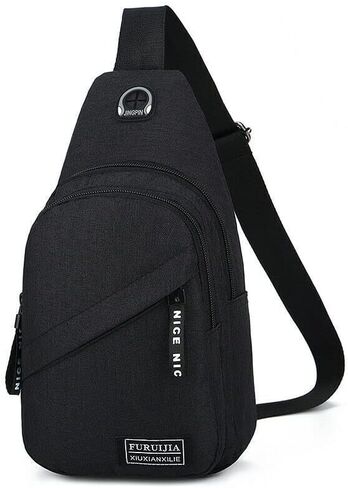 Men Women Sling Bag Chest Fanny Packs Cross Body Travel Sports Shoulder Backpack (Black) in Saudi Arabia