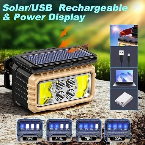 2 Pack LED Rechargeable Headlamp, Super Bright Headlamp with Motion Sensor, USB/Solar Charging, 6 Modes with Red Light Waterproof Head lamp for Outdoors, Camping, Hiking, and Emergencies in Kuwait