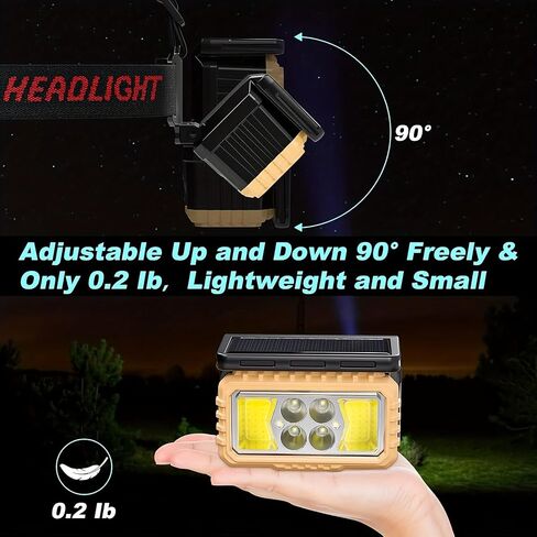 2 Pack LED Rechargeable Headlamp, Super Bright Headlamp with Motion Sensor, USB/Solar Charging, 6 Modes with Red Light Waterproof Head lamp for Outdoors, Camping, Hiking, and Emergencies in Kuwait