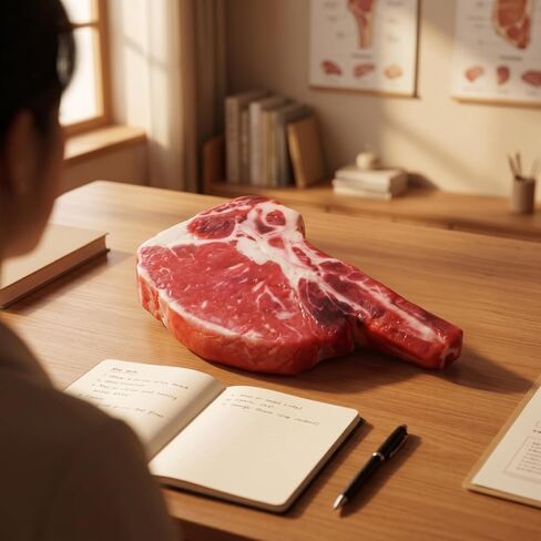 PVC Food Prop, Wagyu Ribeye Steak, 17.5cm Length, 11.5cm Width, 1.3cm Thickness, 253.5g Weight, PVC Material in Saudi Arabia