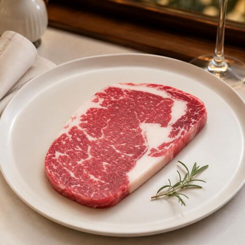 PVC Food Prop, Wagyu Ribeye Steak, 17.5cm Length, 11.5cm Width, 1.3cm Thickness, 253.5g Weight, PVC Material in Saudi Arabia