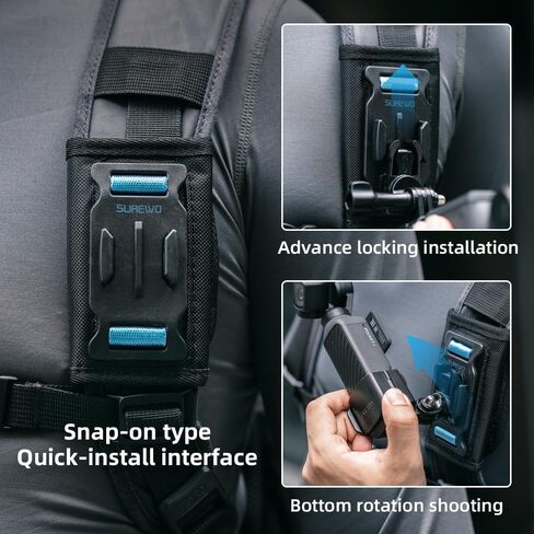Osmo Pocket 4 Backpack Mount,Bag Belt Shoulder Strap Mount with Extended Border Compatible with DJI Osmo Pocket 4 in Saudi Arabia