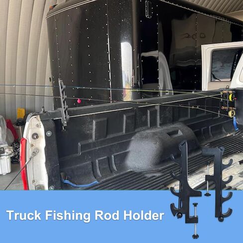 Fishing Rod Holder for Truck Bed Holds 4 Fishing Rods, Clamp-On No Drill Truck Bed Fishing Pole Rack Mount with Secure Bungee Cords, Easy Kayak/Pickup Fly Rod Holder, for 2.48" Thick Rails, 2-Pack in Saudi Arabia