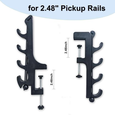 Fishing Rod Holder for Truck Bed Holds 4 Fishing Rods, Clamp-On No Drill Truck Bed Fishing Pole Rack Mount with Secure Bungee Cords, Easy Kayak/Pickup Fly Rod Holder, for 2.48" Thick Rails, 2-Pack in Saudi Arabia