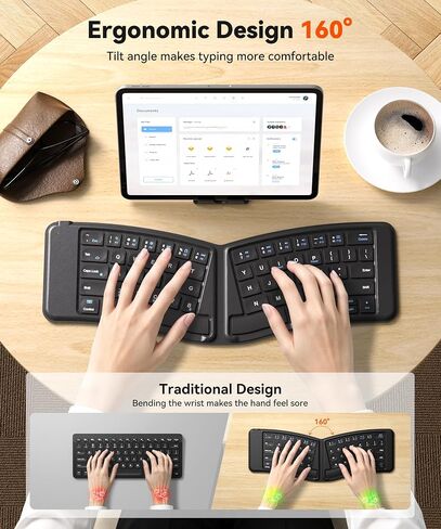 Ergonomic Wireless Foldable Keyboard for iPad, iPhone, Tablet, Laptop in Kuwait