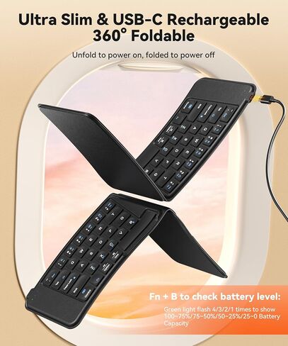 Ergonomic Wireless Foldable Keyboard for iPad, iPhone, Tablet, Laptop in Kuwait