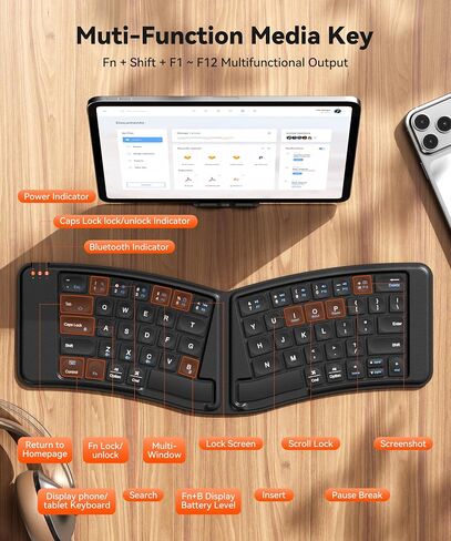 Ergonomic Wireless Foldable Keyboard for iPad, iPhone, Tablet, Laptop in Kuwait