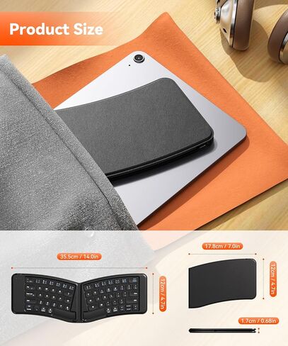 Ergonomic Wireless Foldable Keyboard for iPad, iPhone, Tablet, Laptop in Kuwait