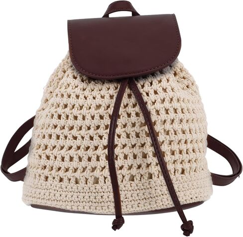 Handmade Woven Crochet Backpack Women’s Boho Knitted Crossbody Mini Backpack Casual Daypack for Travel and Commuting in Saudi Arabia