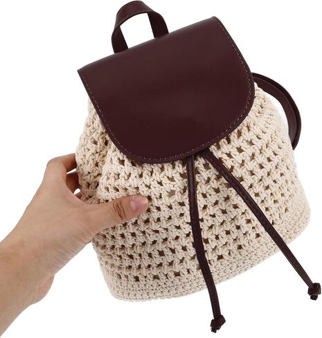 Handmade Woven Crochet Backpack Women’s Boho Knitted Crossbody Mini Backpack Casual Daypack for Travel and Commuting in Saudi Arabia