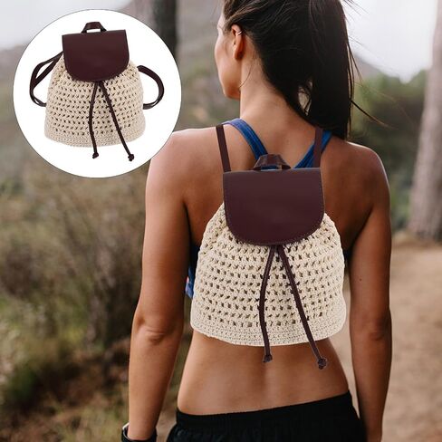 Handmade Woven Crochet Backpack Women’s Boho Knitted Crossbody Mini Backpack Casual Daypack for Travel and Commuting in Saudi Arabia