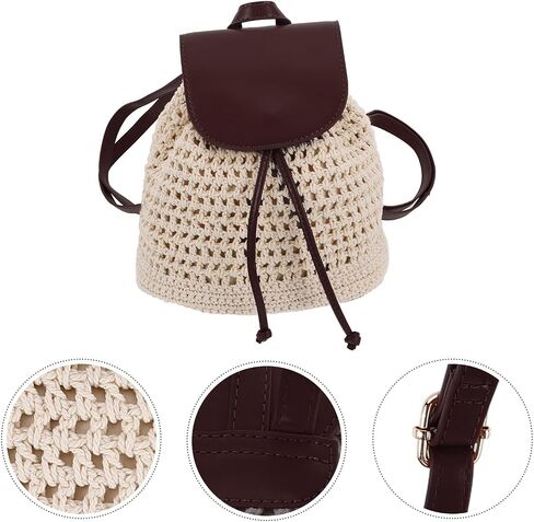 Handmade Woven Crochet Backpack Women’s Boho Knitted Crossbody Mini Backpack Casual Daypack for Travel and Commuting in Saudi Arabia