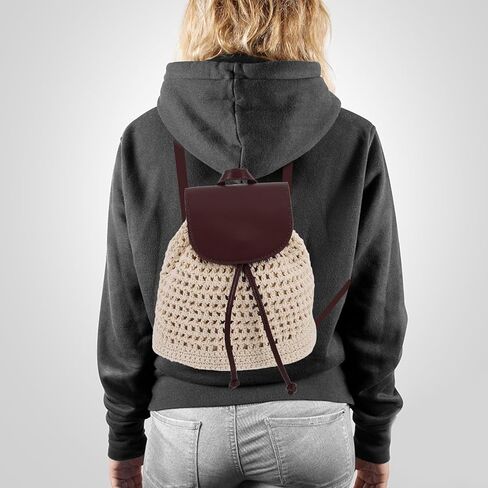 Handmade Woven Crochet Backpack Women’s Boho Knitted Crossbody Mini Backpack Casual Daypack for Travel and Commuting in Saudi Arabia