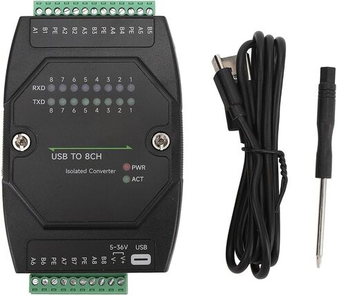 محول USB إلى RS485، محول منفذ تسلسلي RS485 من النوع C إلى 8 قنوات معزول، 1200 بت في الثانية إلى 921600 بت في الثانية مع كتلة طرفية للأتمتة الصناعية والأجهزة المتعددة in Kuwait