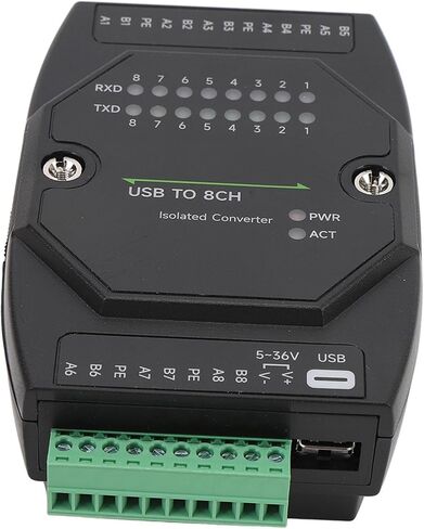 محول USB إلى RS485، محول منفذ تسلسلي RS485 من النوع C إلى 8 قنوات معزول، 1200 بت في الثانية إلى 921600 بت في الثانية مع كتلة طرفية للأتمتة الصناعية والأجهزة المتعددة in Kuwait