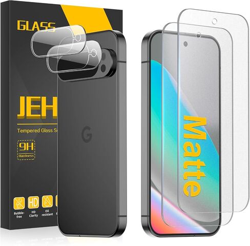 [2+2 Pack for Google Pixel 10 Matte Screen Protector + Camera Lens Protector, Anti-Glare, 9H Tempered Glass, Fingerprint Unlocking, Bubble Free in Saudi Arabia