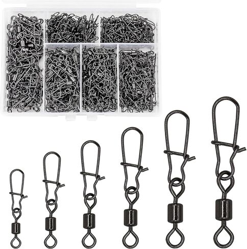 300 Pack Fishing Snap Swivels Tackles, Barrel with Safety Snaps in Kuwait