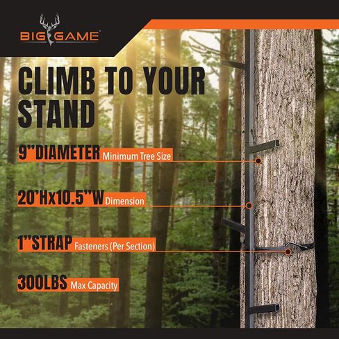 BIG GAME Climbing Ladder Sticks, Tree Stand and Hunting Gear System, 20’ Quick-Stick - Portable Safety Accessories and Equipment for Mobile Deer Hunters, Climbers, and Shooters in Saudi Arabia
