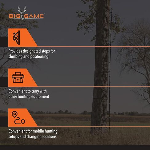 BIG GAME Climbing Ladder Sticks, Tree Stand and Hunting Gear System, 20’ Quick-Stick - Portable Safety Accessories and Equipment for Mobile Deer Hunters, Climbers, and Shooters in Saudi Arabia