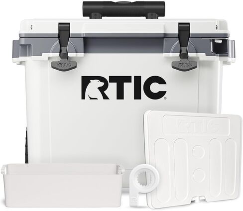 RTIC 22 QT Ultra-Light Wheeled Cooler Bundle with Freezable Divider, Dry Goods Basket and Wine Bottle Holders 4-Pack, Hard Insulated Portable for Beach, Camping, Picnic, Fishing in Saudi Arabia