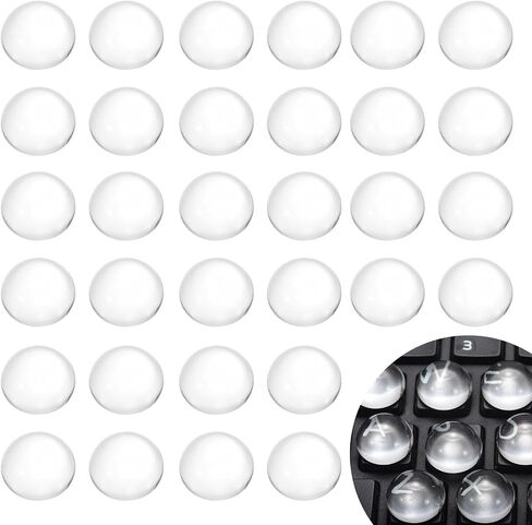 32Pcs Glass Nail Art Typing Stickers - Protective Adhesive Clear Glass Long Nail Keyboard Cover 3D Raised Keyboard Cover Skin, Clear in Saudi Arabia