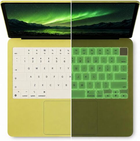 Glow in the Dark Keyboard Cover for 2026 MacBook Neo 13 Inch A18 Pro A3404, Silicone Keyboard Protector for Touch ID and Non-Touch ID, US ANSI Layout, Spill Dust Scratch Resistant in Saudi Arabia