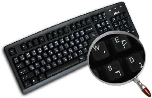 Hebrew Keyboard Stickers with White Lettering ON Transparent Background in Saudi Arabia