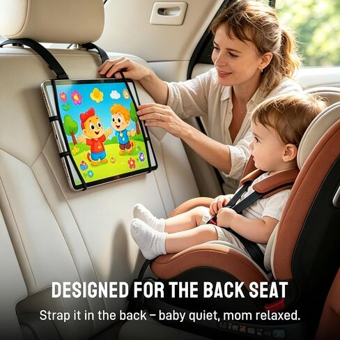 ELETIUO Silicone Car Tablet Holder,13.4" Adjustable Headrest Strap Mount Fits All 7.5-12.9" Tablets,Anti-Slip&Non-Glare Design,Back Seat Car Headrest Mount for iPad/Kindle, Washable Portable in Saudi Arabia